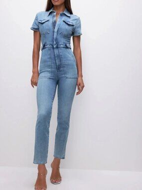 GOOD AMERICAN DENIM JUMPSUIT SIZE MEDIUM FIT FOR SUCCESS JEAN JUMPER M